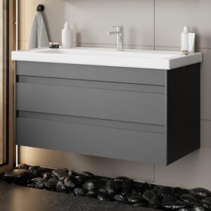 Moderner Waschtisch mit Unterschrank in Anthrazit für ein elegantes Badezimmer, minimalistisches Design
