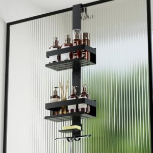 Laimew Duschablage ohne Bohren: Badezimmer Organizer für Glasduschtüren mit Hängeregal und Shampoo-Halterung für eine praktische und stauraumsparende Lösung in Ihrem Badezimmer.