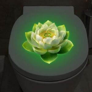 Lotus Glow in the Dark WC Aufkleber, Vinyl Aufkleber für Badezimmer Dekoration und Mietobjekt Kompatibilität, einzigartige Dekoration für dein Badezimmer mit Lotus-Design, leuchtet sanft im Dunkeln