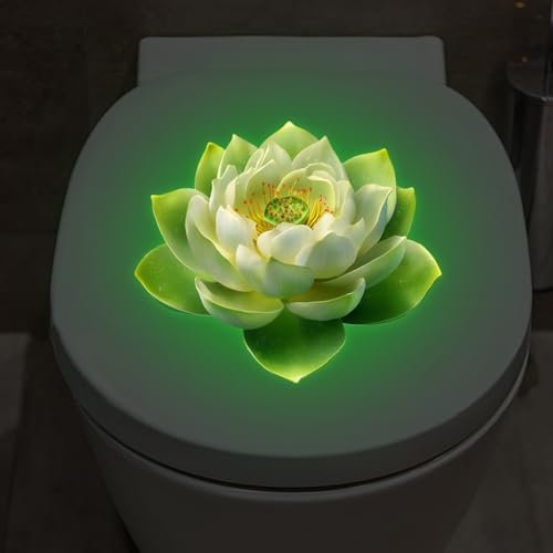 Lotus Glow in the Dark WC Aufkleber, Vinyl Aufkleber für Badezimmer Dekoration und Mietobjekt Kompatibilität, einzigartige Dekoration für dein Badezimmer mit Lotus-Design, leuchtet sanft im Dunkeln