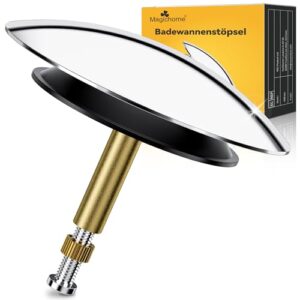 Badewannenstöpsel Universal Ø 72 cm aus hochwertigem Messing, chromfarben und rostfrei. Der ultimative Badewannenstöpsel für jedes Bad mit einfachem Reinigungssystem und Verbreiterung der Dichtung.