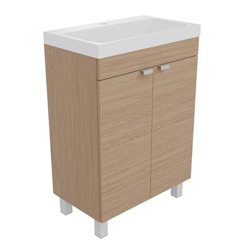 Badezimmer-Schrank mit Waschbecken und Unterschrank, Braun, Badezimmermöbel für Gäste WC