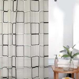 Probath PEVA Duschvorhang Weiss 3D MOSAIK Retro GRAU Quadro Verschiedene Modelle 120x220 cm inkl. Duschvorhangringe - Überlänge