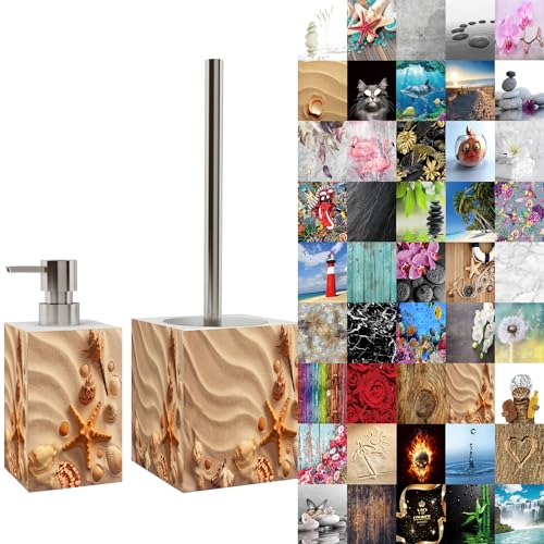 Sanilo Badezimmer Set mit Seifenspender und WC-Bürste, großes Design-Angebot, klobüchse ohne Bohren, stilvolle Designs für jedes Badezimmer