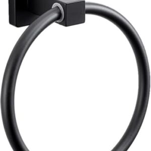 Schwarzer Handtuchhalter, Wandmontierter Edelstahl-Ring mit 14 cm Durchmesser, Kreisförmige Aufhängung für Küche und Badezimmer