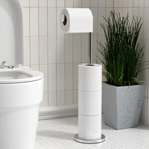 Toilettenpapierhalter Stehend für Klopapier Aufbewahrung, PräMie Edelstahl Klopapierhalter Stehend ohne Bohren für Toilette, Wasserdicht WC Papier Halterung, Klorollenhalter Stehend halten 5 Rollen
