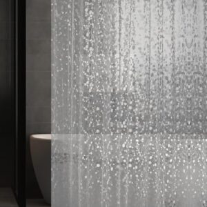 Transparenter EVA-Duschvorhang mit Kieselmuster, 183 x 183 cm, leichter Kunststoff für Badezimmer und Dusche