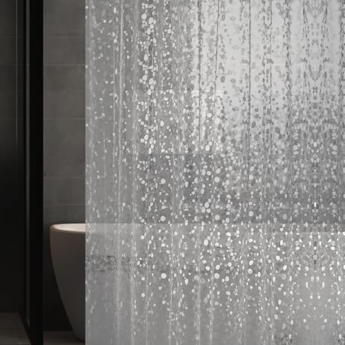 Transparenter EVA-Duschvorhang mit Kieselmuster, 183 x 183 cm, leichter Kunststoff für Badezimmer und Dusche