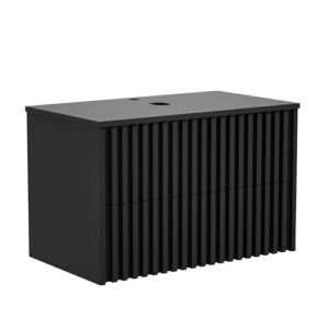 Waschbeckenunterschrank für Gäste-WC/kleines Bad, Badschrank mit Waschtisch und Stauraum, hängendes Design, schwarz