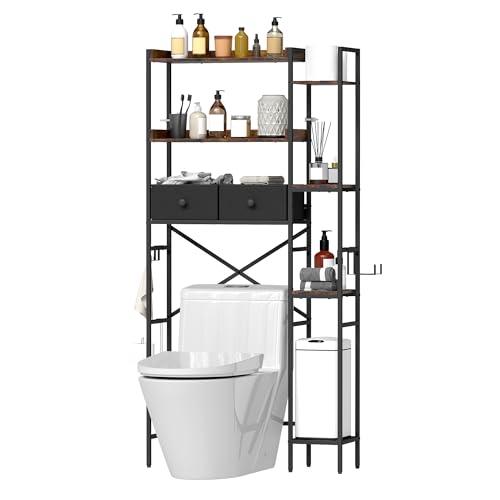 Wasserdichtes Toilettenregal mit Höhenverstellung, einfacher Montage und Körben für Badezimmer, Waschküche oder Balkon