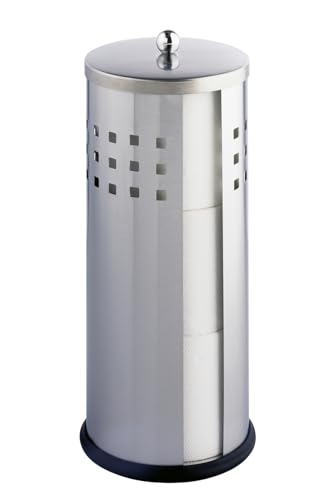 Praktischer Ersatzrollenhalter für Toilettenpapierrolle aus rostfreiem Edelstahl silber matt, Platz für bis zu 3 Rollen, Ø 13 x H 34 cm