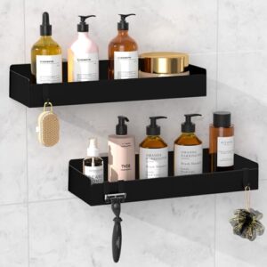 Duschablage ohne Bohren, Metall Duschkorb mit 8 Haken für Shampoo und anderes Badbedarf, Edelstahl, rostfrei, wasserdicht