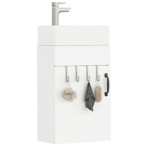 YITAHOME Waschtisch mit Unterschrank, 40 cm Waschbeckenunterschrank, Badmöbel-Set für kompakte Bäder und Gäste-WC, weiß