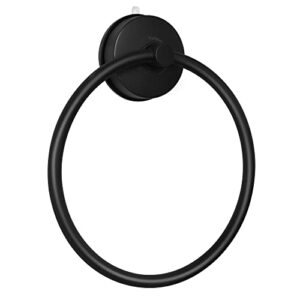 YOHOM Saugnapf Handtuchring, Matt Schwarz, Handtuchhalter für Badezimmer aus Edelstahl, Vakuum-Saugnapf ohne Bohren