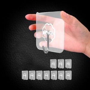Selbstklebende Wandhaken für Badezimmer, Küche, Schlüsseltüren und Außenbereich. Wasserdicht und transparent.