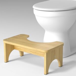 Bambus Hocker zum Hocken für Toilettenstuhl für Erwachsene, 16,5 cm rutschfester Toiletten Hocker für Senioren und Kinder, Hilfe für die Darmgesundheit und Stuhlgang.