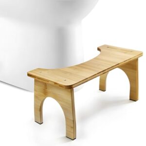 Bambusholz-Toilettenhocker für Verbesserung des Stuhlgangs, rutschfester WC-Hocker mit bequemer Ausscheidung und Verhinderung von Blähungen und Verstopfung.
