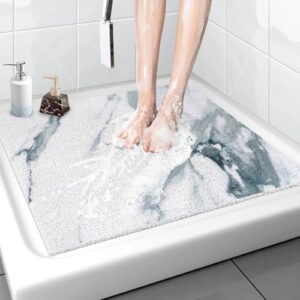 Duschmatte rutschfest 80 x 80 cm, Weich, Komfort, Sicherheits-Badematte mit Ablauflöchern, PVC-Luffa Massage Antirutschmatte für Dusche und schnelle Trocknung