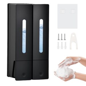 Duschspender Wandmontage Ohne Bohren, 400ml Seifenspender für Dusche, 2/3 Kammern, Shampoo & Duschgelspender, Nachfüllbar, Für Bad & Küche, Schwarz (2 Kammern)