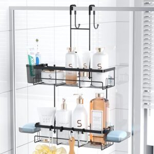 Duschablage zum Hängen, Duschregal ohne Bohren, 2 Duschablagen, Seifenhalter und Zahnbürstenhalter für eine ordentliche und sichere Dusche