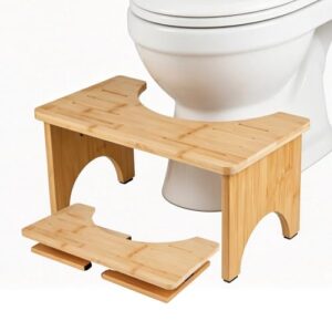 Bamboo Toilettenhocker für Erwachsene und Kinder, klappbarer Hocker mit gesunder Sitzhaltung, rutschfeste Oberfläche aus Holz