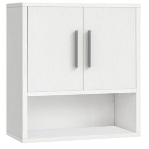 HOOBRO Badezimmerschrank, weißer Wandschrank für Küche, Schlafzimmer, verstellbares Regal, 38 x 18 x 41 cm