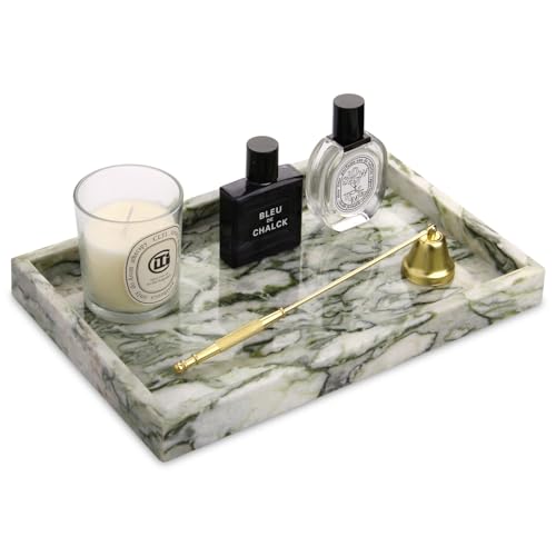 Natürliches Marmor-Tablett mit Schleiflack, ideal für Schminktisch oder als Servierplatte in Küche, Badezimmer oder Wohnzimmer