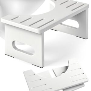 Klappbarer WC Hocker für Erwachsene, Toilettenhocker Holz, Toilettenhocker Erwachsene, Tritthocker Klohocker in Weiss, badezimmeraccessorien, wc-hocker