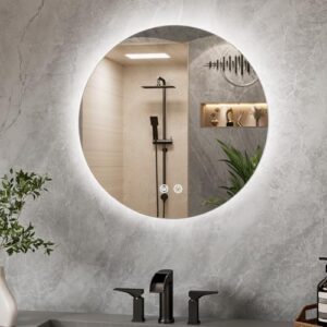 Runder Badezimmerspiegel mit LED-Beleuchtung und 3 Lichtfarben, Antibeschlag und Speicherfunktion, IP44-Schutzklasse