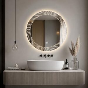 Badezimmer-Wandspiegel mit LED-Beleuchtung, Touch-Schalter und 3 Farben Dimmbar, IP54 wasserdicht