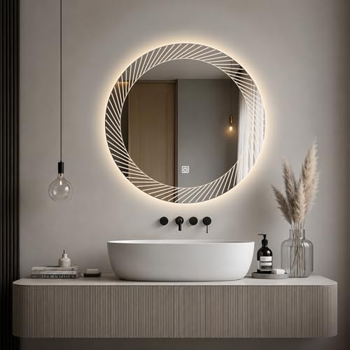 Badezimmer-Wandspiegel mit LED-Beleuchtung, Touch-Schalter und 3 Farben Dimmbar, IP54 wasserdicht