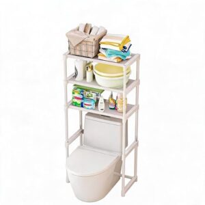 Badezimmerregal mit 3 Ebenen, Platzsparendes Regal über der Toilette, Wasserdicht, für Bad, Waschküche oder Küche