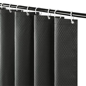 Duschvorhang aus Stoff - Schwerer Badvorhang Wasserdicht Waschbar Anti-schimmel für Bad Badewanne in Badzimmer 180x180cm Waffel mit 12 Duschringen Dunkelgrau