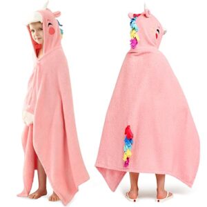 Weiches Baumwoll-Badetuch für Kinder mit Kapuze und saugfähigem Poncho Handtuch - geeignet für Kinder von 3-10 Jahren