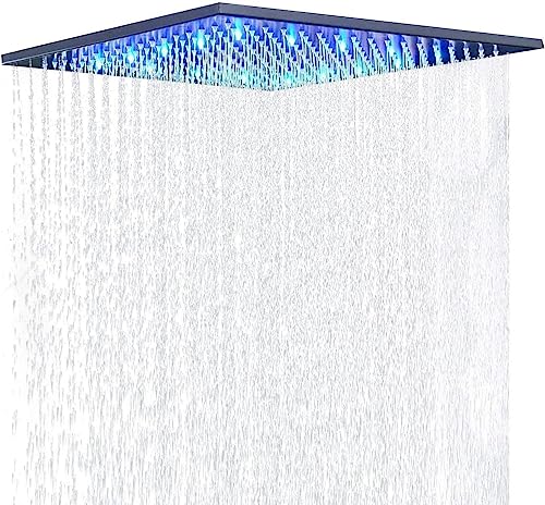 Regendusche Duschkopf mit LED-Beleuchtung, Edelstahl, Selbstreinigende Regendusche Brausekopf, Farbwechsel, Anti-Kalk, Einbau-Duschsystem