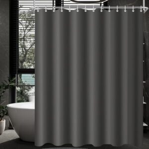 Durchsichtiger Duschvorhang in dunklem Grau für Badezimmer, Beschwerter Saum, Wasserabweisend und Waschbar aus Polyester Stoff