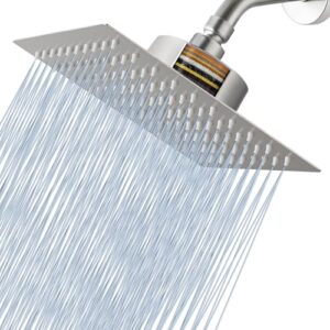 Voolan Regenduschkopf mit Filter, gefilterter Wasserfall-Duschkopf mit Nickel-Gebürstung und hochwertiger Aktivkohle-Filter