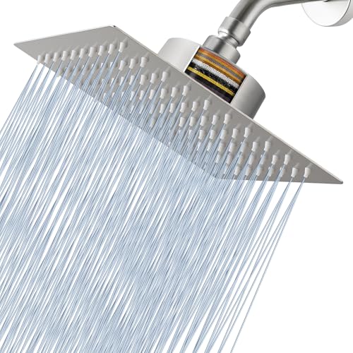 Voolan Regenduschkopf mit Filter, gefilterter Wasserfall-Duschkopf mit Nickel-Gebürstung und hochwertiger Aktivkohle-Filter