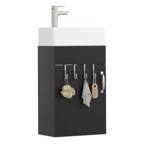 YITAHOME Waschtisch mit Unterschrank 40 cm, Badmöbel-Set mit Waschbecken für kompakte Bäder und Gäste WC, Schwarz