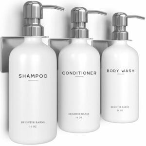 Luxuriöses Shampoo- und Conditioner-Spender-Set für Duschwand, Wandmontage, nachfüllbarer Shampoospender, 3 Kammern, kein Bohren, für Gäste-WC, Airbnb, Hotel (weiß)