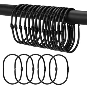 Duschvorhangringe Schwarz 67 mm, oval, Metall, 20 Stück für DIY-Loseblattserien, Badezimmer & Wohnzimmer