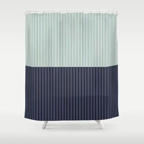 Duschvorhang 240x180 cm Grün Schwarz Streifen, wasserdicht, waschbar, badvorhang, badezimmer