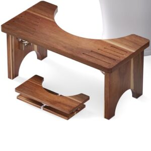 Toilettenhocker aus Akazienholz, klappbar und rutschfest für Erwachsene, 17 cm hoch, praktische Lösung für Badezimmer
