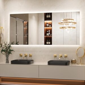 Badezimmer-Wandspiegel mit LED-Beleuchtung, Touch-Schalter und Speicherfunktion für ein luxuriöses Bad