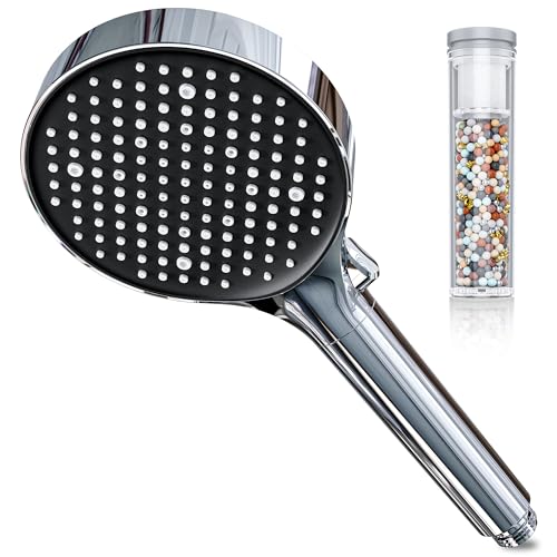 Duschkopf mit Filter in 25 Schichten, Hochdruck Handbrause mit 6 Strahlarten und Wasserfilter für hartes Wasser und Rest-Chlor