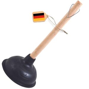 Effektiver Abflusskolben für Toiletten und Bad mit Holzstiel und Metallaufhänger, 14,5 cm Durchmesser