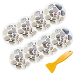 Anti-rutsch Aufkleber für Dusche und Badewanne, 8 Stück, Durchmesser 15cm, Steinmuster, sichere Oberfläche für Kinder und Treppe