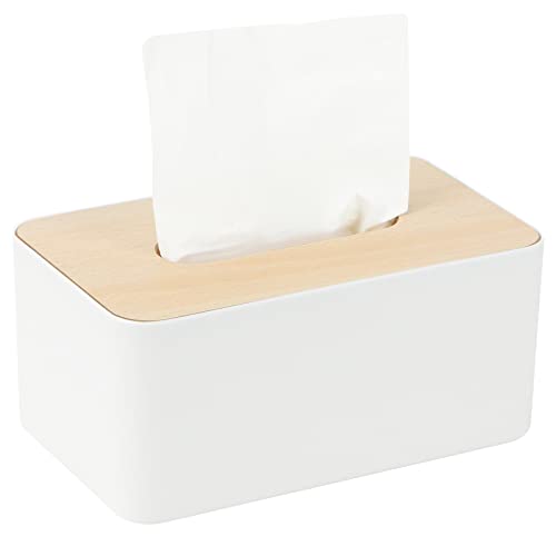 Praktische und stilvolle Tücherbox für Wohnzimmer, Büro oder Badezimmer aus Holz und Kunststoff mit rutschfesten Füßen