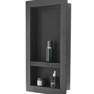 Duschnische mit beweglichem Trennregal, Seifen- & Shampoo-Aufbewahrungs-Organizer, versiegeltes Design, schwarz für Badezimmerdusche