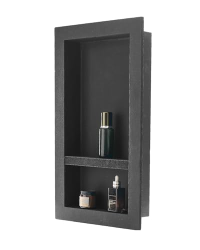 Duschnische mit beweglichem Trennregal, Seifen- & Shampoo-Aufbewahrungs-Organizer, versiegeltes Design, schwarz für Badezimmerdusche